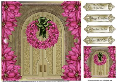 The Pink Poinsettia Wreath Door Topper