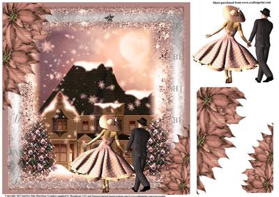 1950's Christmas Couple Card Topper