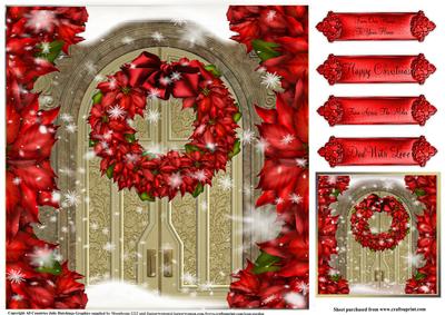 Gorgeous Snowy Red Poinsettia Wreath Door