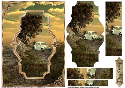 Vintage Beetle Drive Pyramid Card Front
