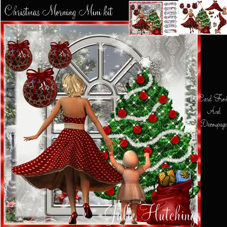 Christmas Morning Card Front with Decoupage