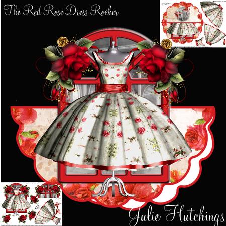 Beautiful Red Rose Dress Window Rocker Card