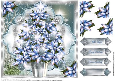Blue Poinsettia Christmas Tree