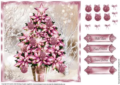 Pink Poinsettia Christmas Tree