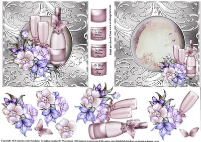 Gorgeous Pink Champagne on a Shimmering Silver Swirls