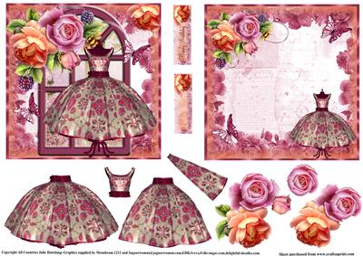 Peach and Pink Dreams 5x5 Topper and Insert
