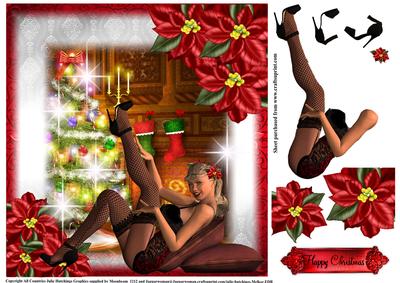 Vintage Pin Up Style Santa's Stockings