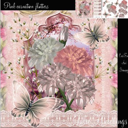 Pink Carnation Flutters Card Front Kit