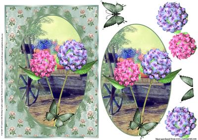 Beautiful Vintage Style Hydrangea Card Front