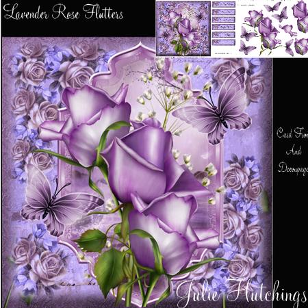 Lavender Rose Flutters Card Front Kit