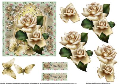 Beautiful Antique Roses Topper for 6x6 Cards