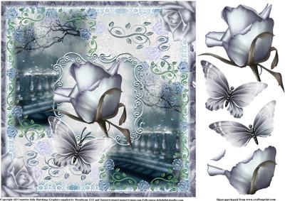 The Moonlit Rose Card Topper 8x8