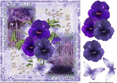 Stunning Pansy 8x8 Topper