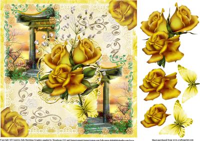 Beautiful Golden Roses 8x8 Card Topper