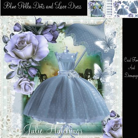 Blue Polka Dots Dress Card Front Kit