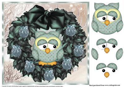Beautiful Christmas Owl Poinsettia Wreath