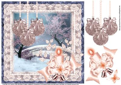 Beautiful Christmas Blues and Pinks Topper