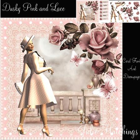 Dusky Pink and Lace Card Front Kit