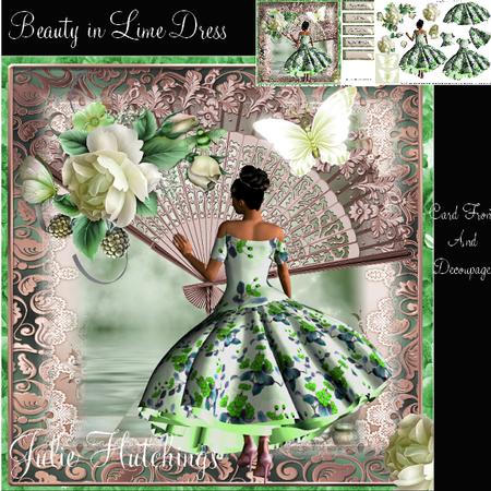 Beautiful 1950's Lime Dress Card Front Kit