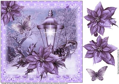 Purple Poinsettia Christmas Lantern