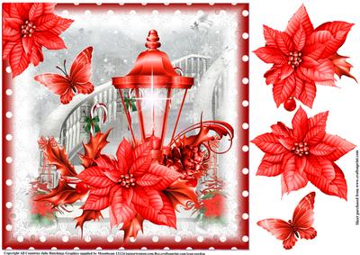 Beautiful Red Poinsettia Lantern