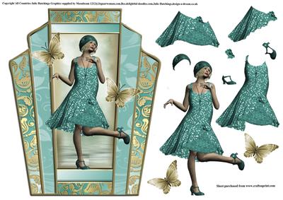 The Flapper Lady in Teal Topper
