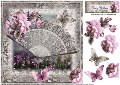 Mocha Fan and Pink Roses Topper