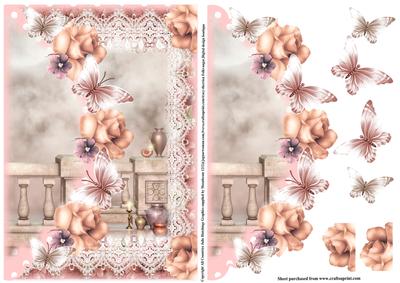 Mock Envelope Topper Pink Butterflies