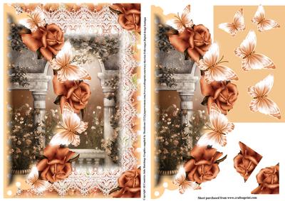 Mock Envelope Topper Peach Butterfly's
