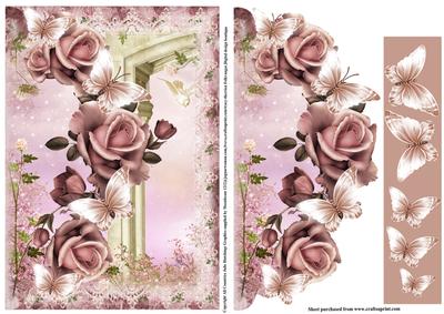 Mock Envelope Pink Rose Flutters