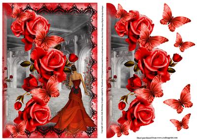 Mock Envelope Red Rose Topper