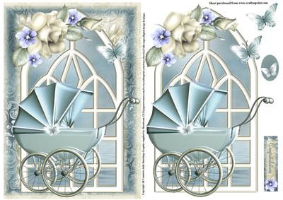 Vintage Baby Boy Pram Window Topper