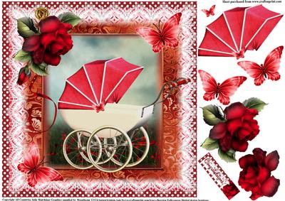Vintage Style Red Polka Dot Pram