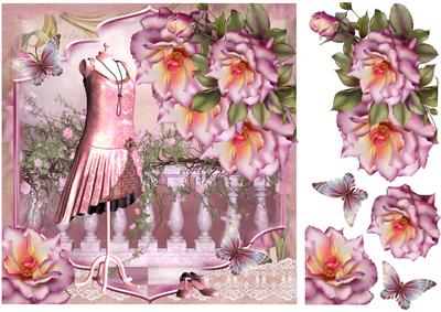 Beautiful Pink Flapper Dress and Roses