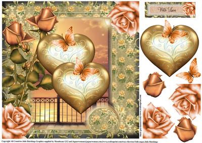 Two Golden Hearts and Roses