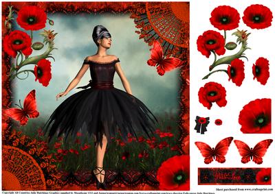 Poppy Ballet Card Topper/card Front