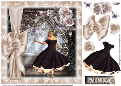 Pink and Black Lace and Ribbon Bow