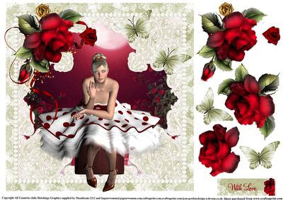 Vintage Style Red Rose Lace and Petticoats Topper