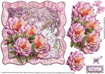 Pink Roses Shaped Topper