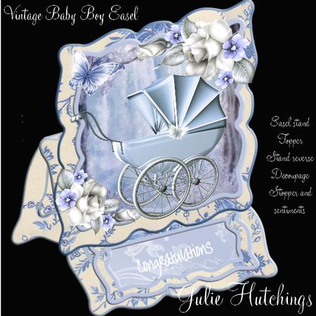 Vintage Style Baby Boy Pram Easel Kit