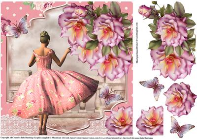 Pink Polka Dots and Roses Topper