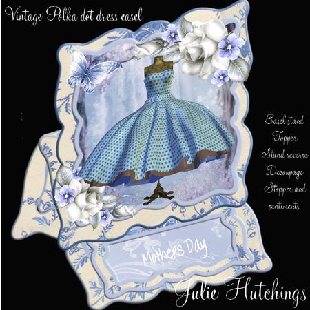 Polka Dot Blue Dress Easel Card Kit