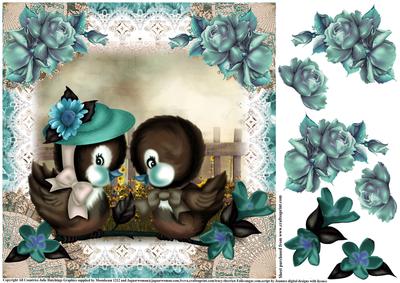 Beautiful Vintage Style Birds on a Branch