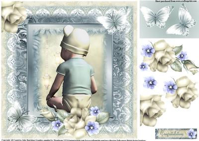 Vintage Style Baby Boy in Terry Nappy Topper