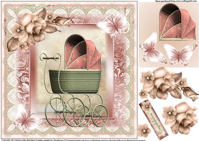 Vintage Style Baby Pink Pram