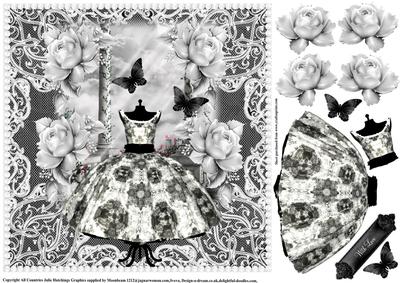 Black and White Dress in a Lace Pearl Frame