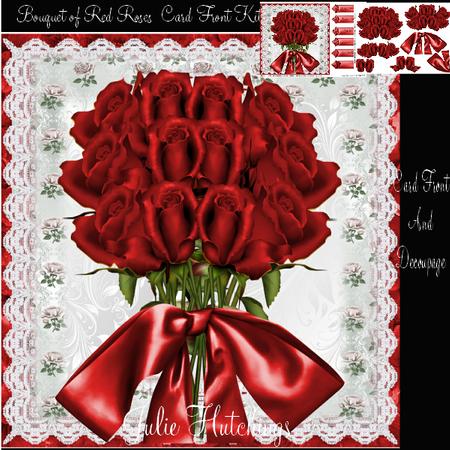 Bouquet of Red Roses Card Front Kit