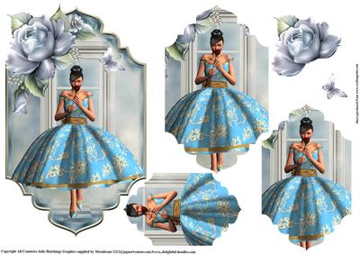 Beautiful Lady in Blue Pyramid Topper