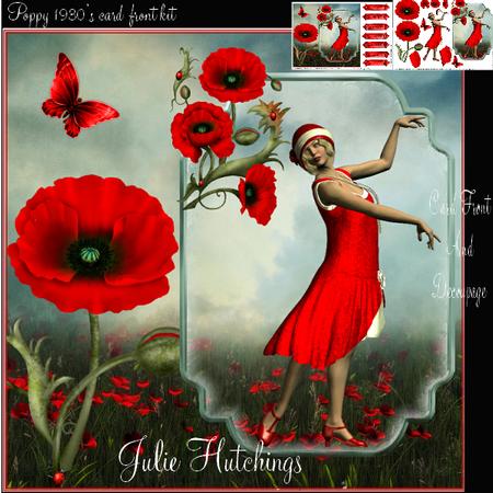 Poppy 1930's Card Front Kit