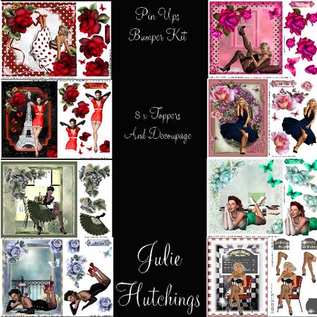 1950's Pin Up Girls Bumper Kit 8 Toppers and Decoupage